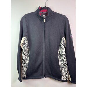Dale Of Norway Women’s Knit Wool Black Full Zip Sweater Jacket Snowflake  L